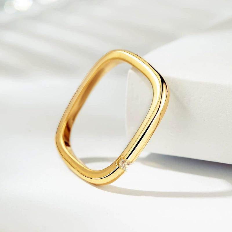 Index finger sterling silver ring small square ring personality couple ring 635585616929 - COCOMELODY